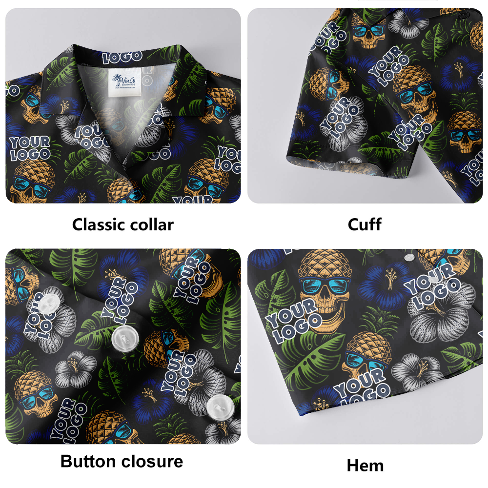 Custom Logo Pineapple Skull Hawaiian Shirt