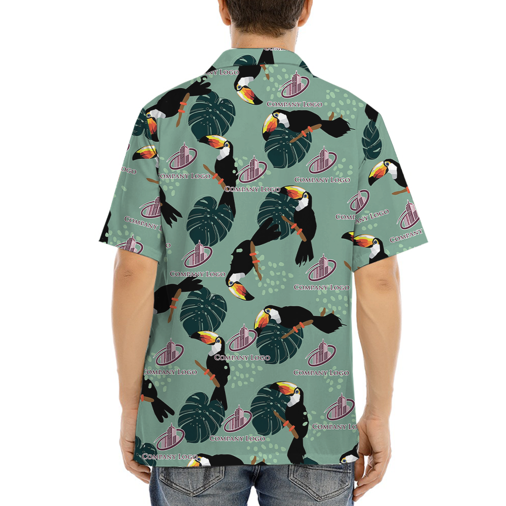 Custom Company Logo Tropical Toucan Hawaiian Shirt
