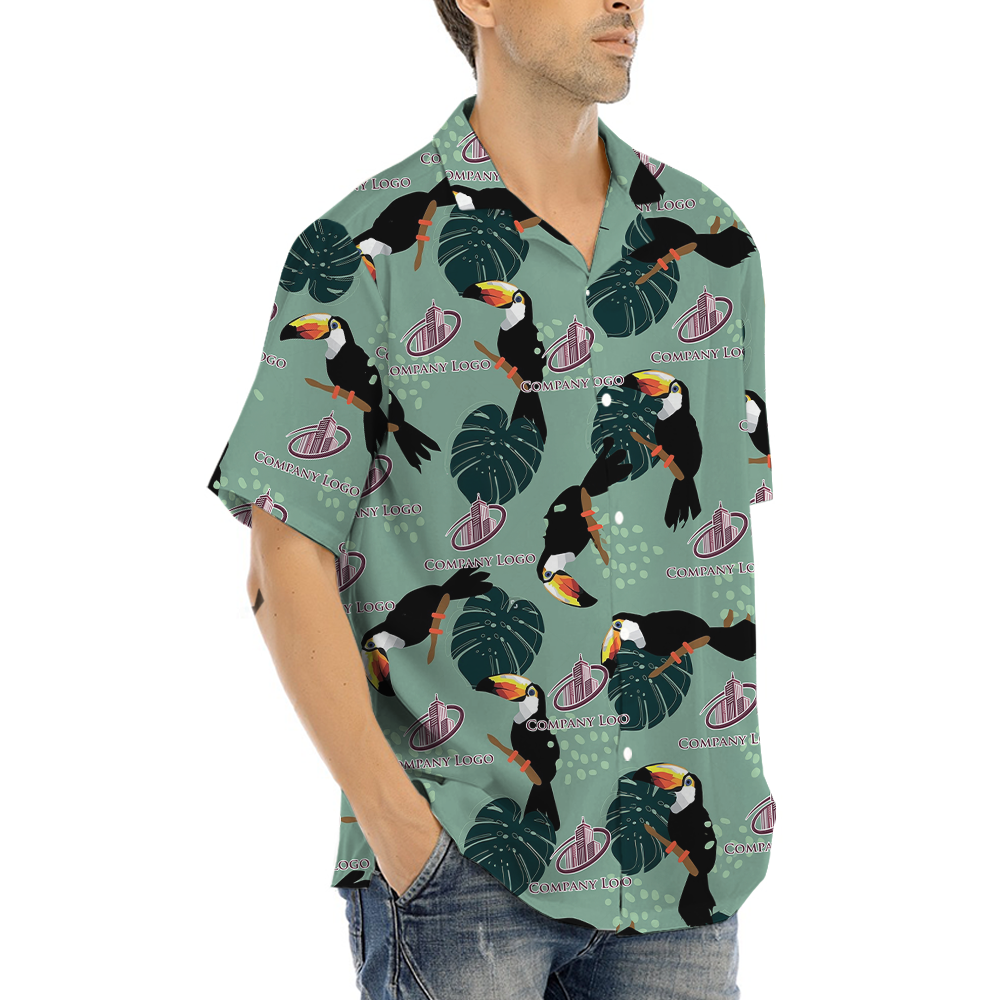 Custom Company Logo Tropical Toucan Hawaiian Shirt