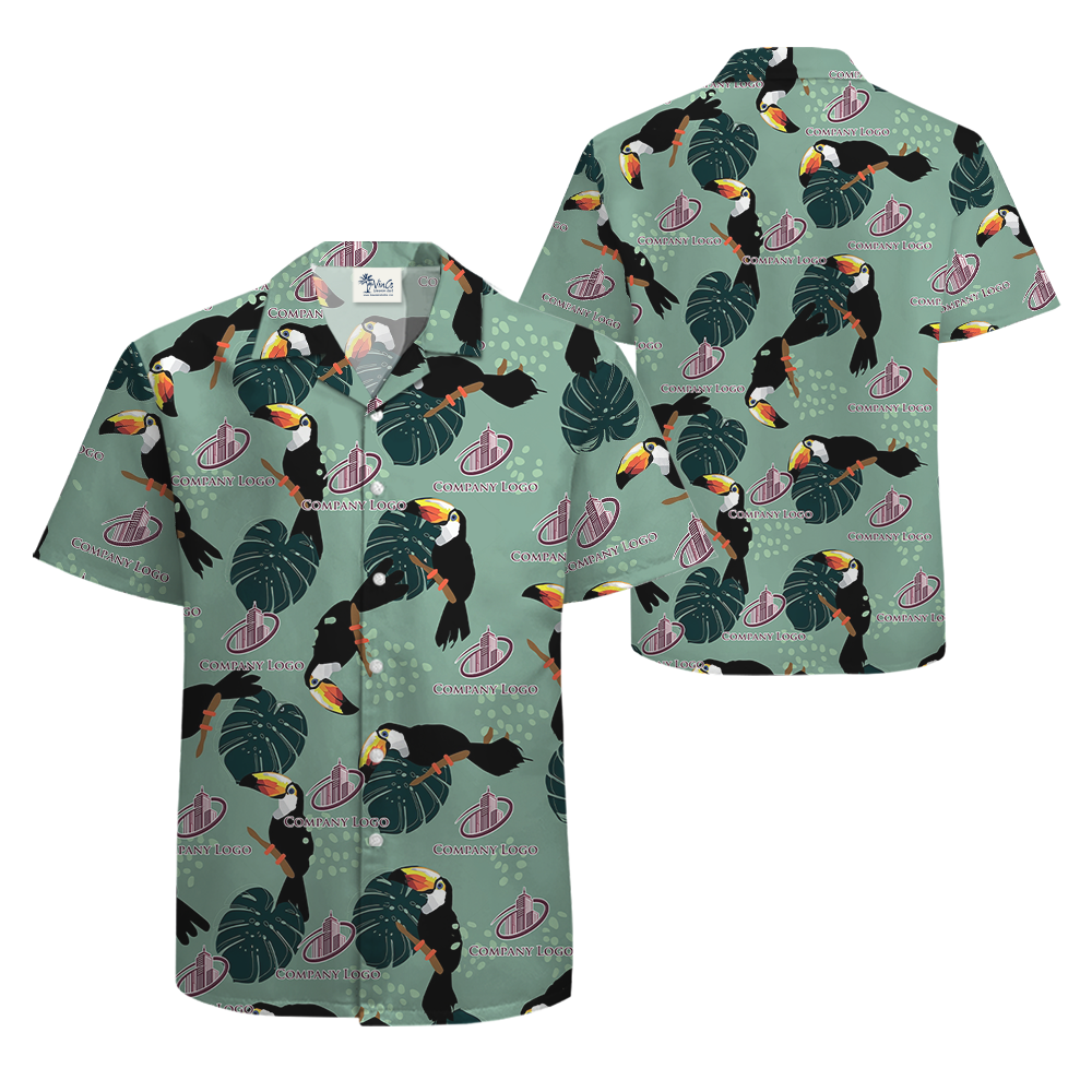 Custom Company Logo Tropical Toucan Hawaiian Shirt