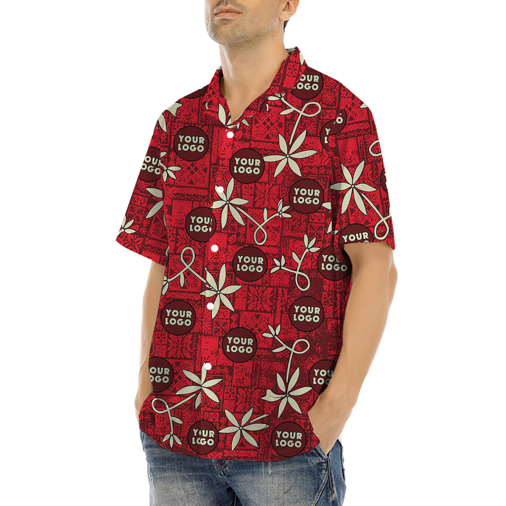 Vintage Red Hula Button Up Shirt Custom Logo