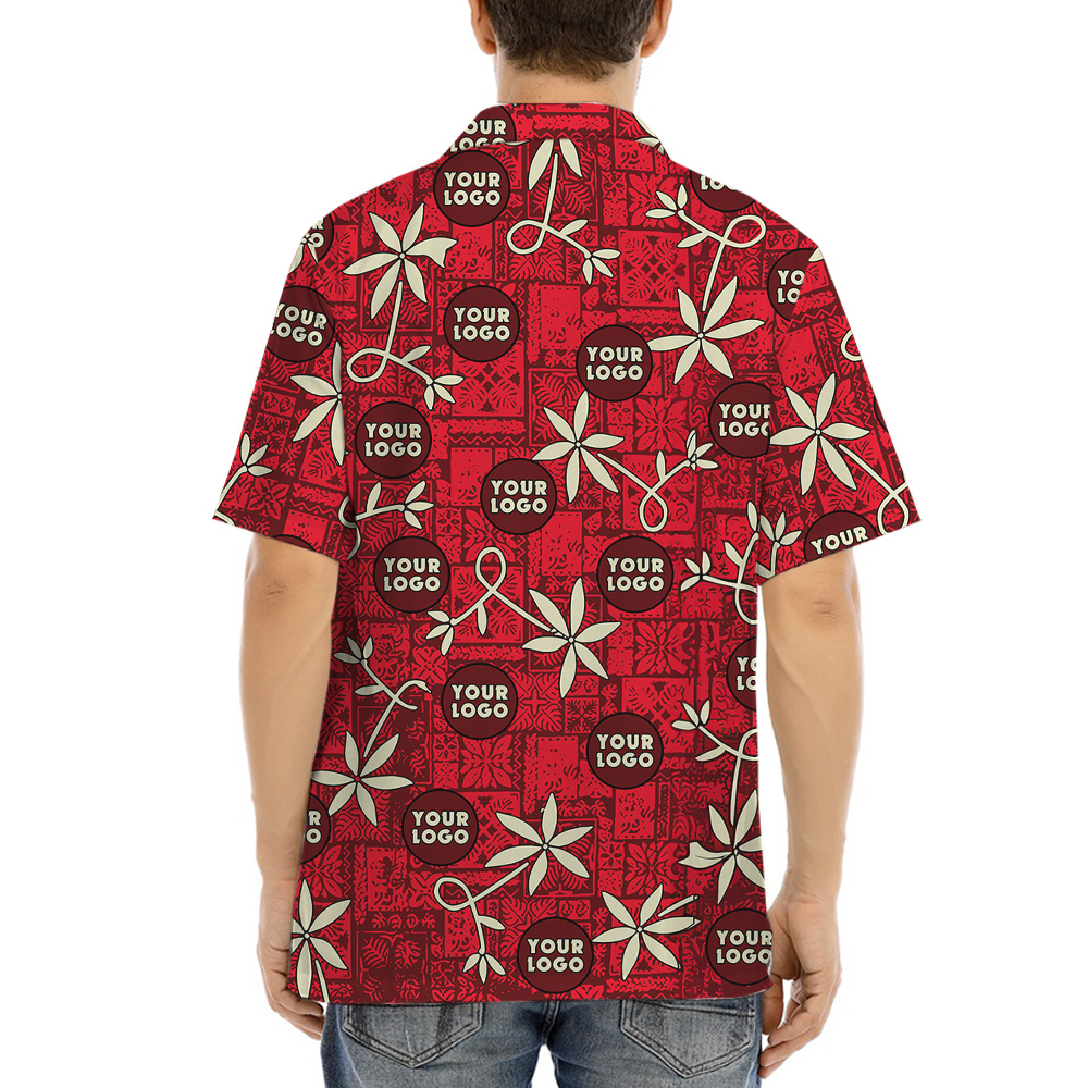 Vintage Red Hula Button Up Shirt Custom Logo