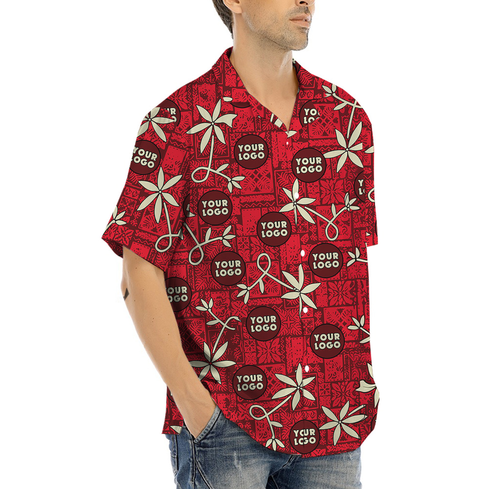 Vintage Red Hula Button Up Shirt Custom Logo
