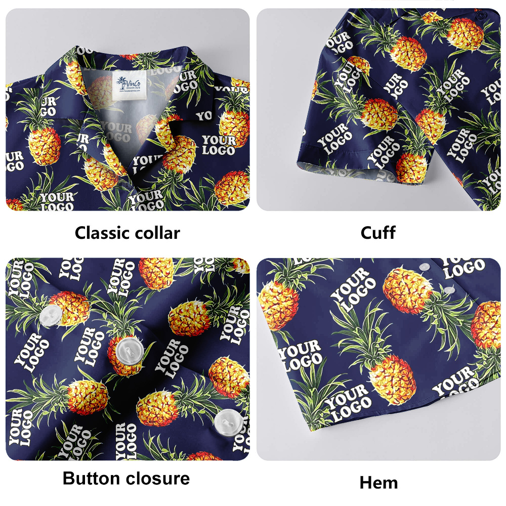 Pineapple Navy Hawaiian Shirt Team Logo