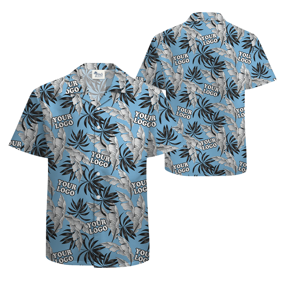 Custom Team Logo Tropical Blue Hawaiian Shirt