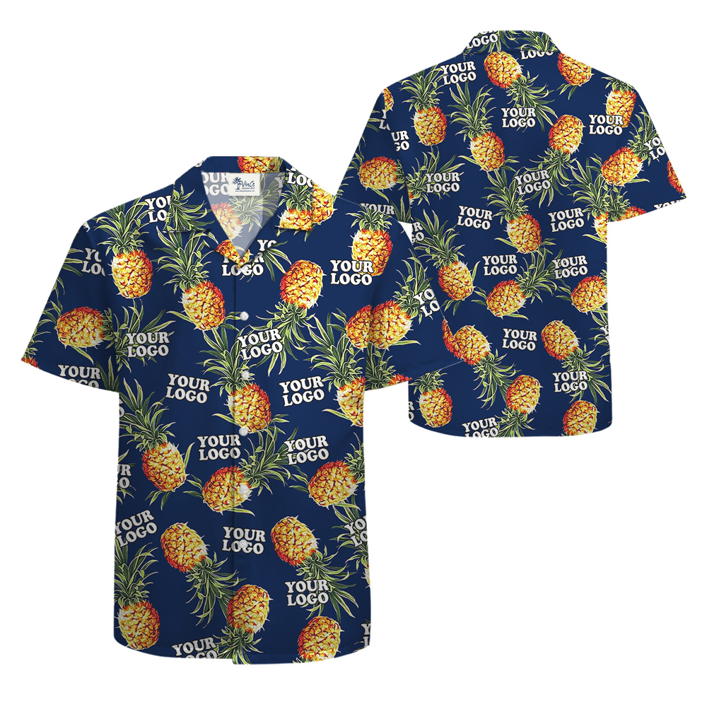Pineapple Navy Hawaiian Shirt Team Logo