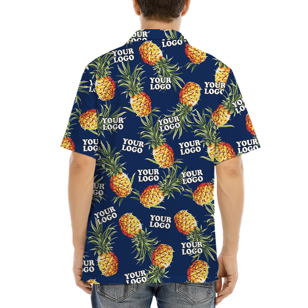 Pineapple Navy Hawaiian Shirt Team Logo