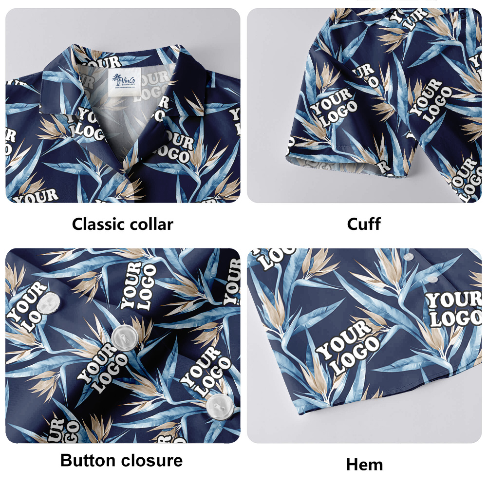 Custom Logo Floral Motif Hawaiian Shirt