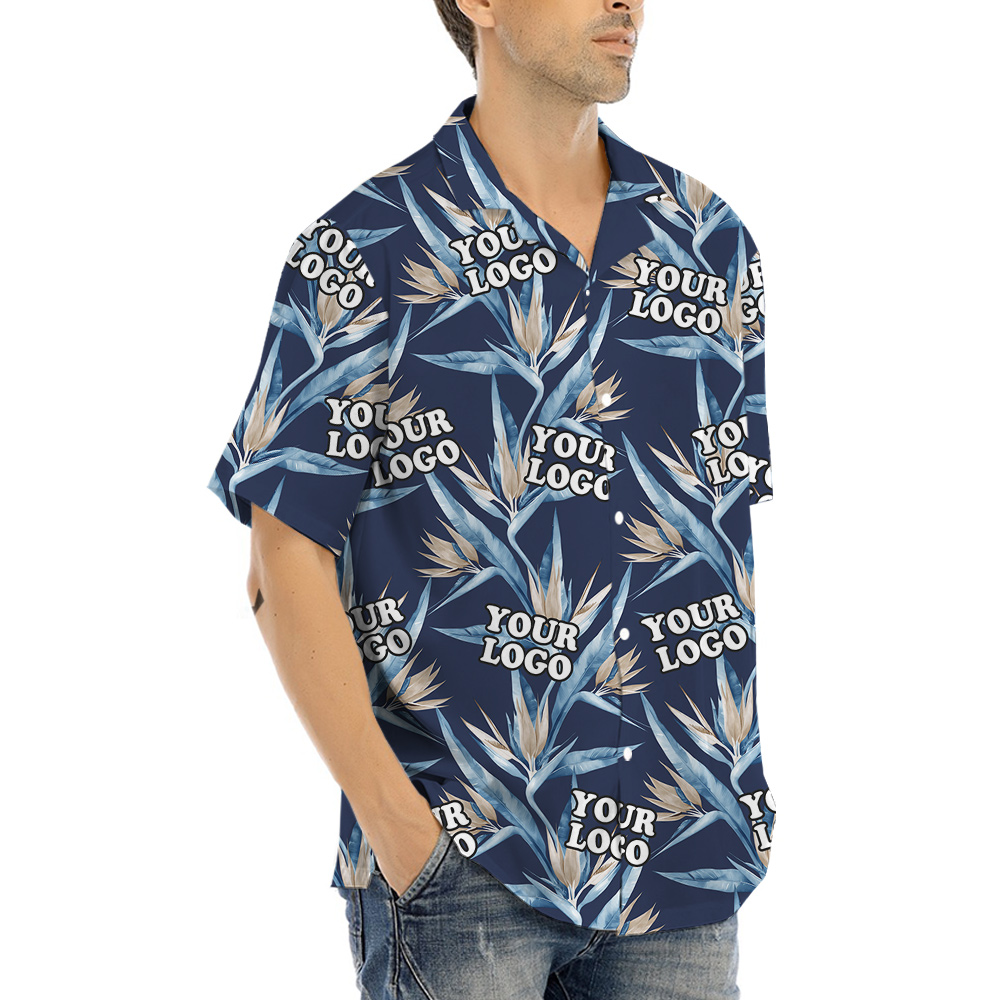 Custom Logo Floral Motif Hawaiian Shirt