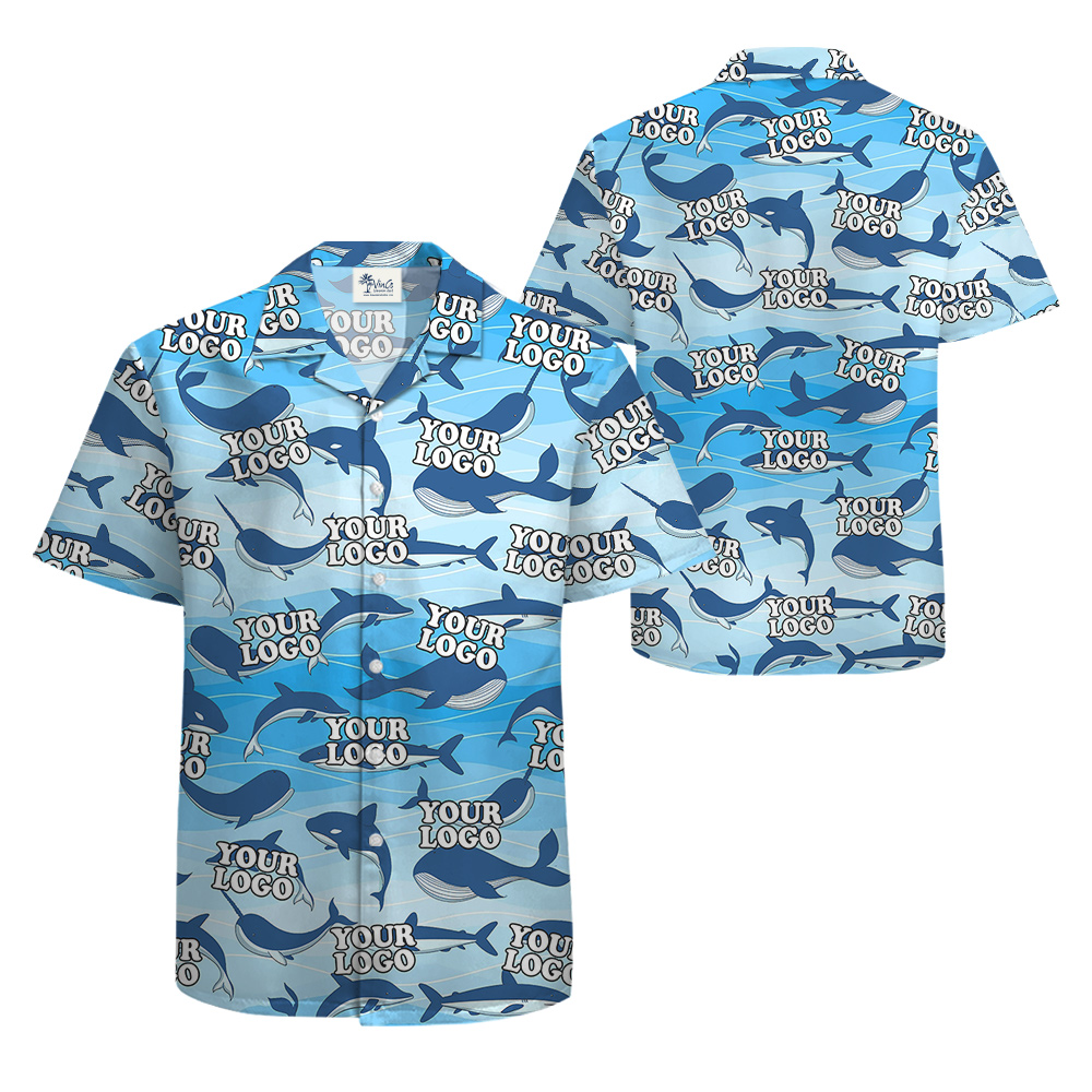 Custom Logo Hawaiian Shirt Whale Theme