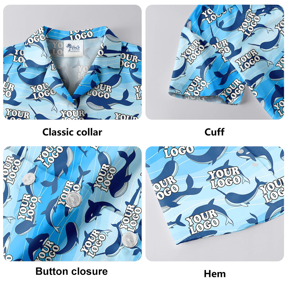 Custom Logo Hawaiian Shirt Whale Theme