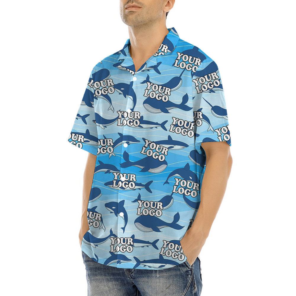 Custom Logo Hawaiian Shirt Whale Theme