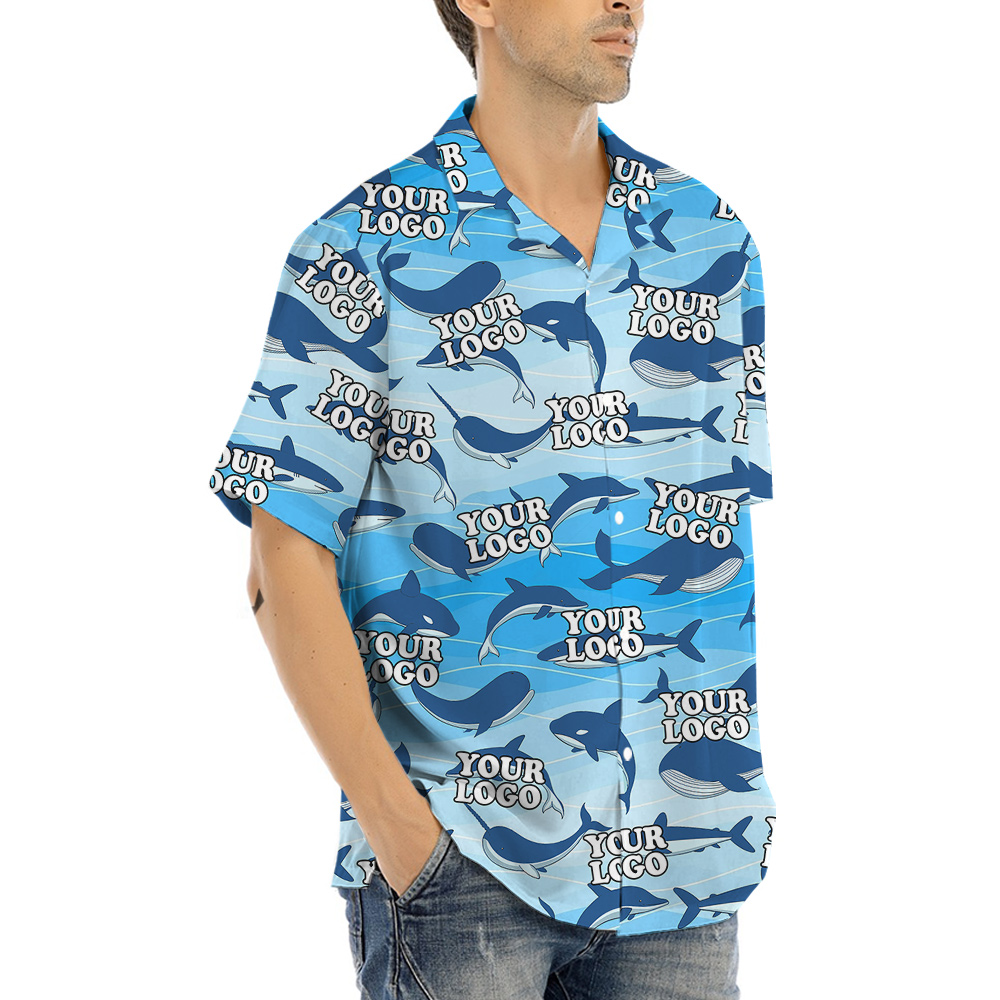Custom Logo Hawaiian Shirt Whale Theme