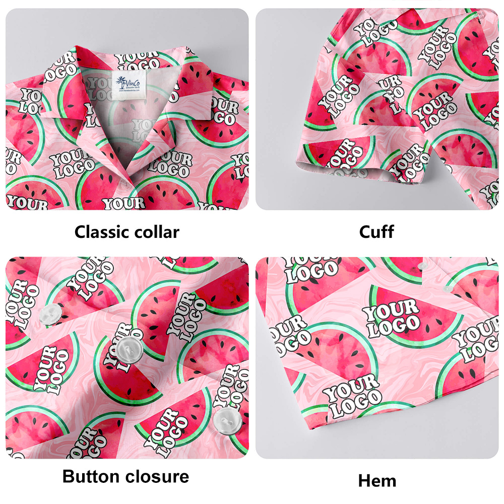 Watermelon Theme Custom Logo Hawaiian Shirt