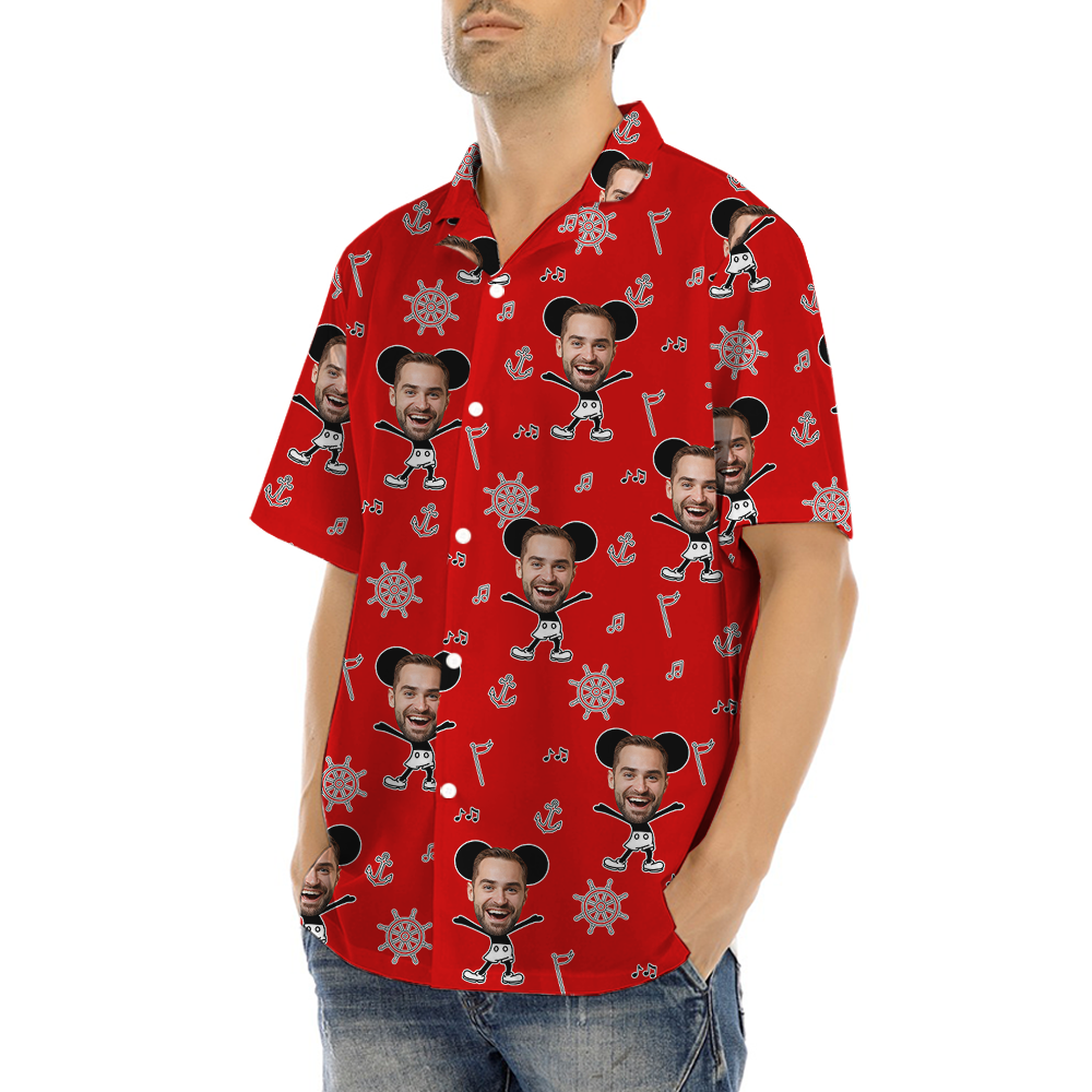 Custom Face Mickey Steamboat Willie Hawaiian Shirt