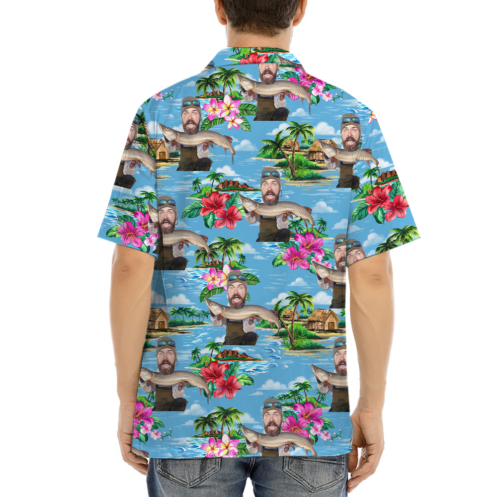 Custom Face Fishing Man Tropical Hawaiian Shirt
