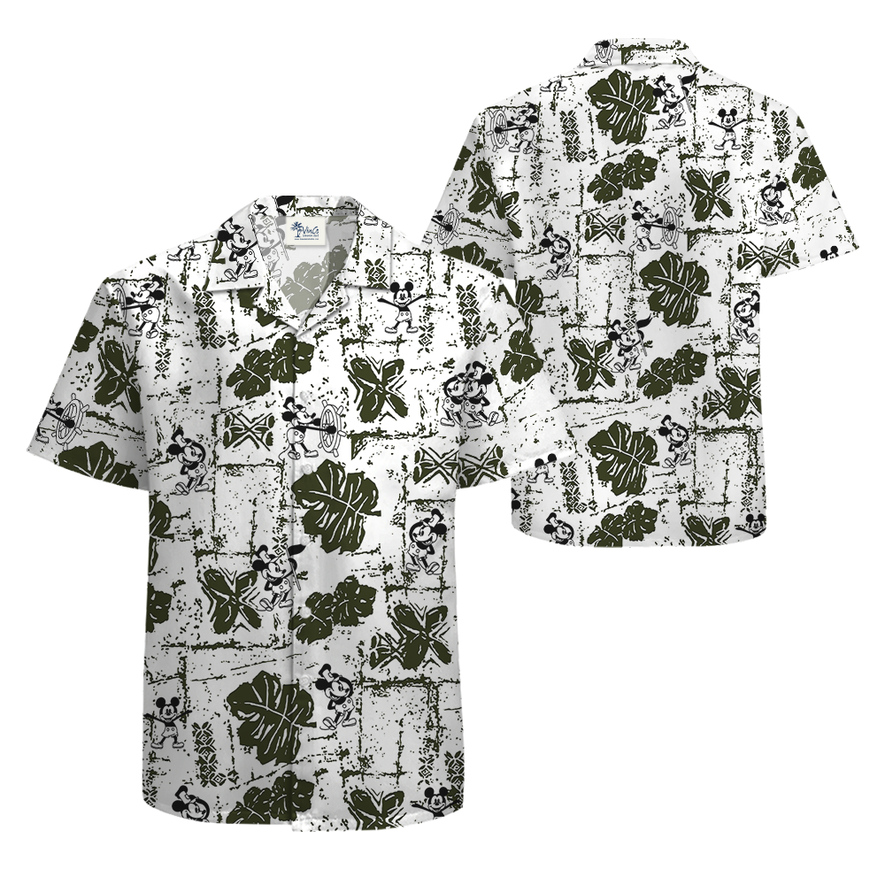 Vintage Patterns Mickey Steamboat Willie Hawaiian Shirt