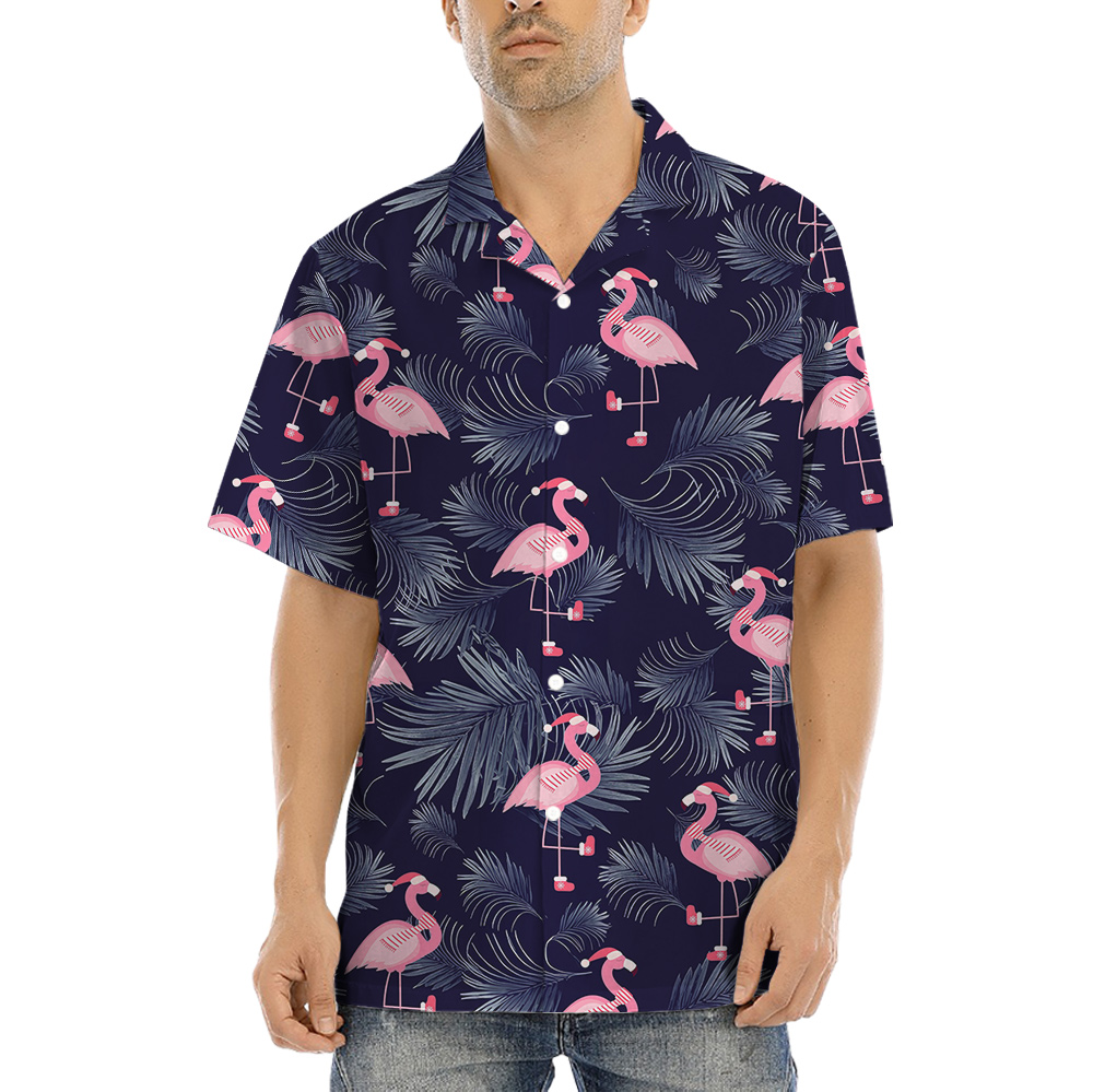 Xmas Flamingo Hawaiian Shirt Dark Theme - variant image 1