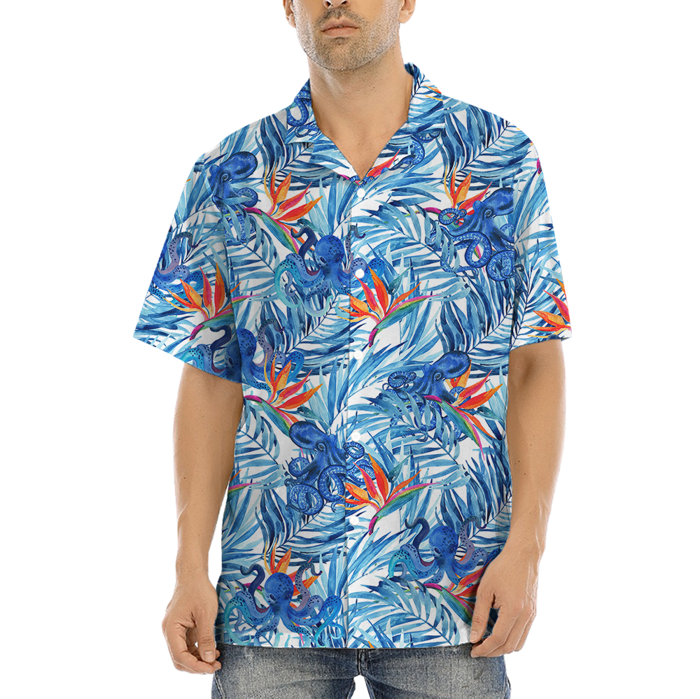 Octopus Tropical Blue Aloha Shirt - variant image 1