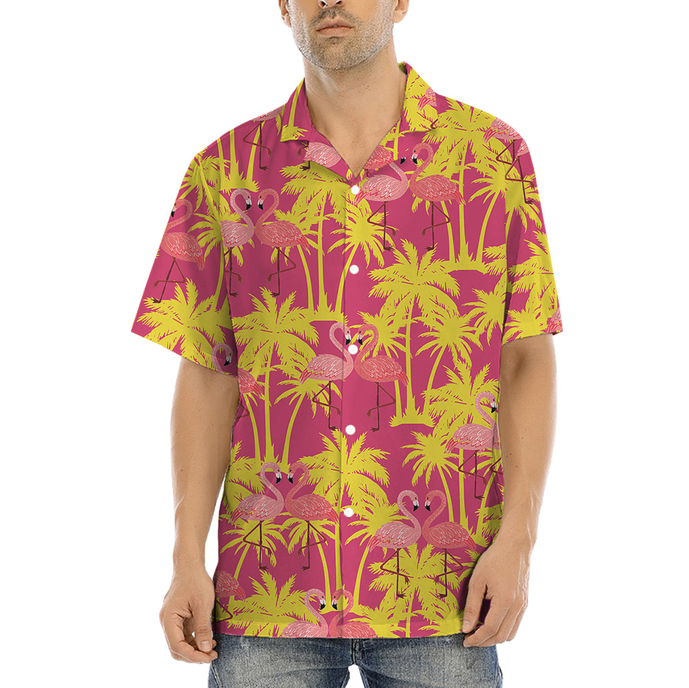 Couple Flamingo Hawaiian Button Up Shirt - variant image 1