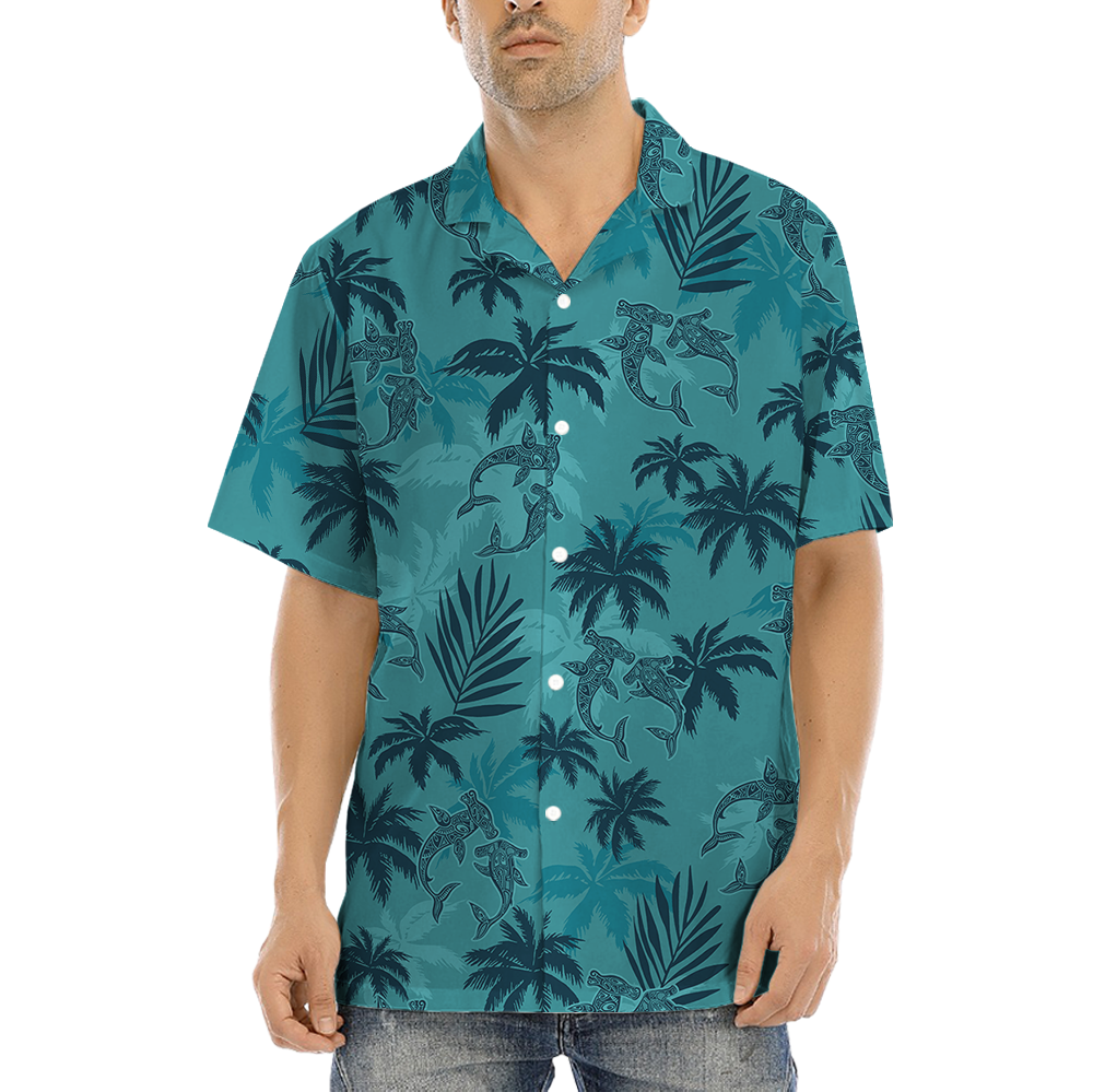 Vintage Hammerhead Shark Tropical Hawaiian Shirt - variant image 1
