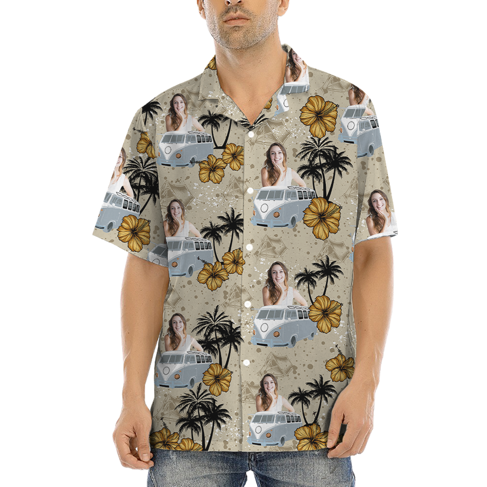Custom Face With Car Tropical Hawaiian Shirt - variant image 1