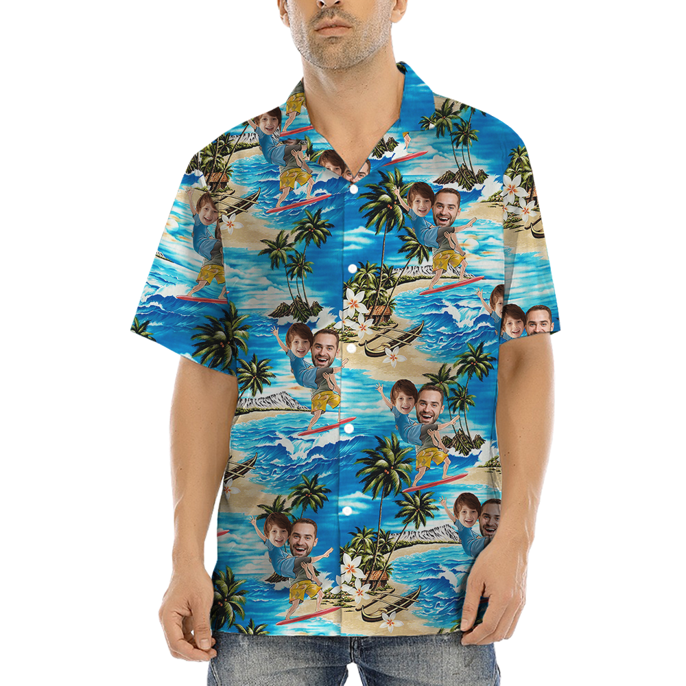 Custom Face Father And Kid Tropical Hawaiian Shirt - variant image 1