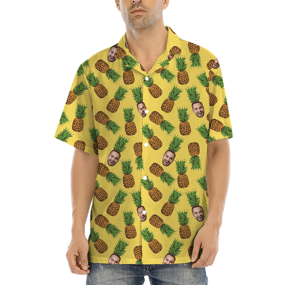 Custom Face With Pineapple Yellow Hawaiian Shirt - variant image 1