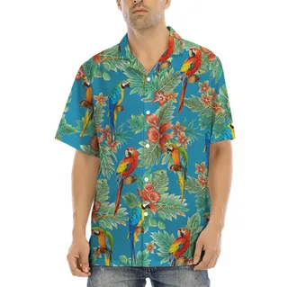 Tropical Parrot Hula Shirt for Men