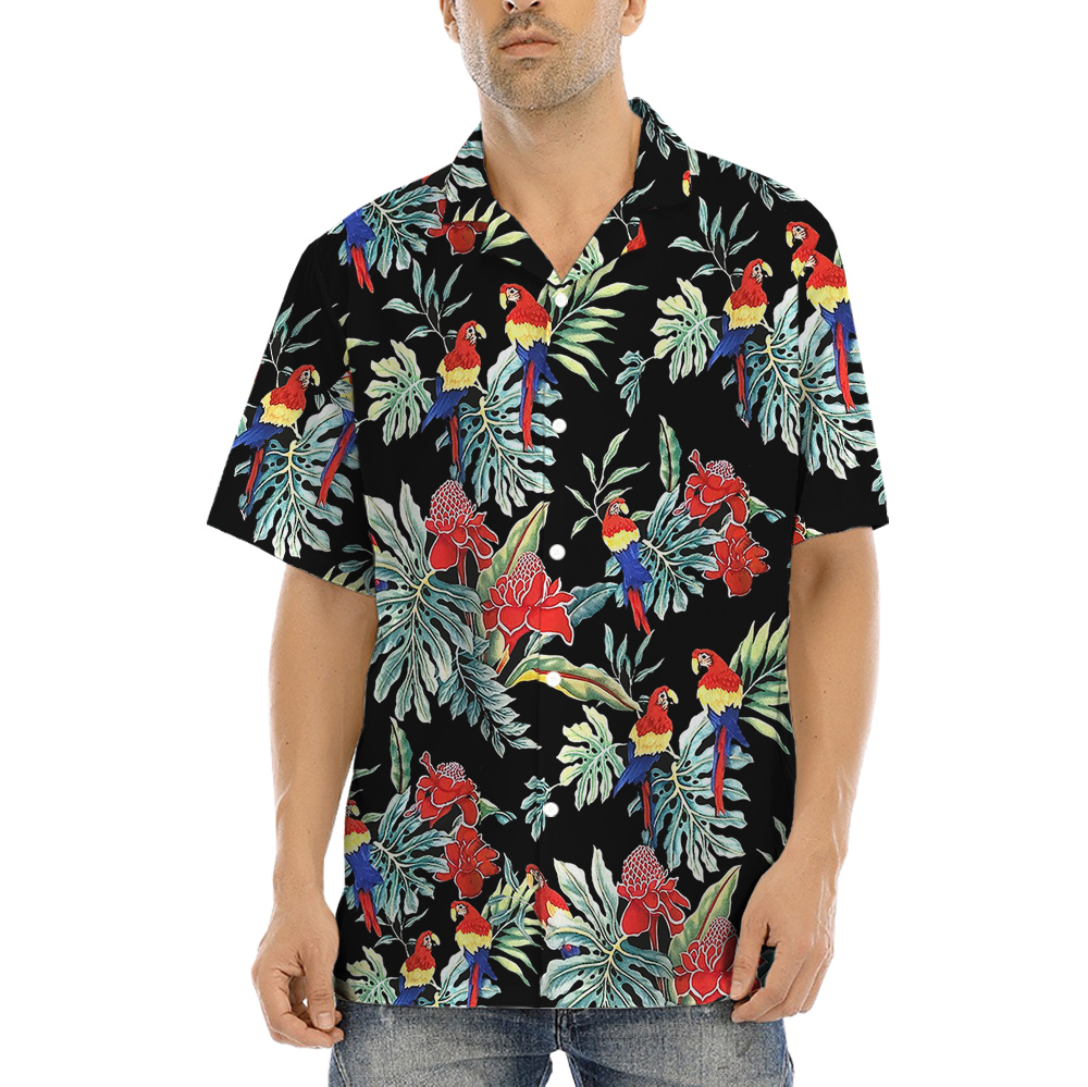 Parrot Hula Button Up Shirt Night Forest Theme - variant image 1