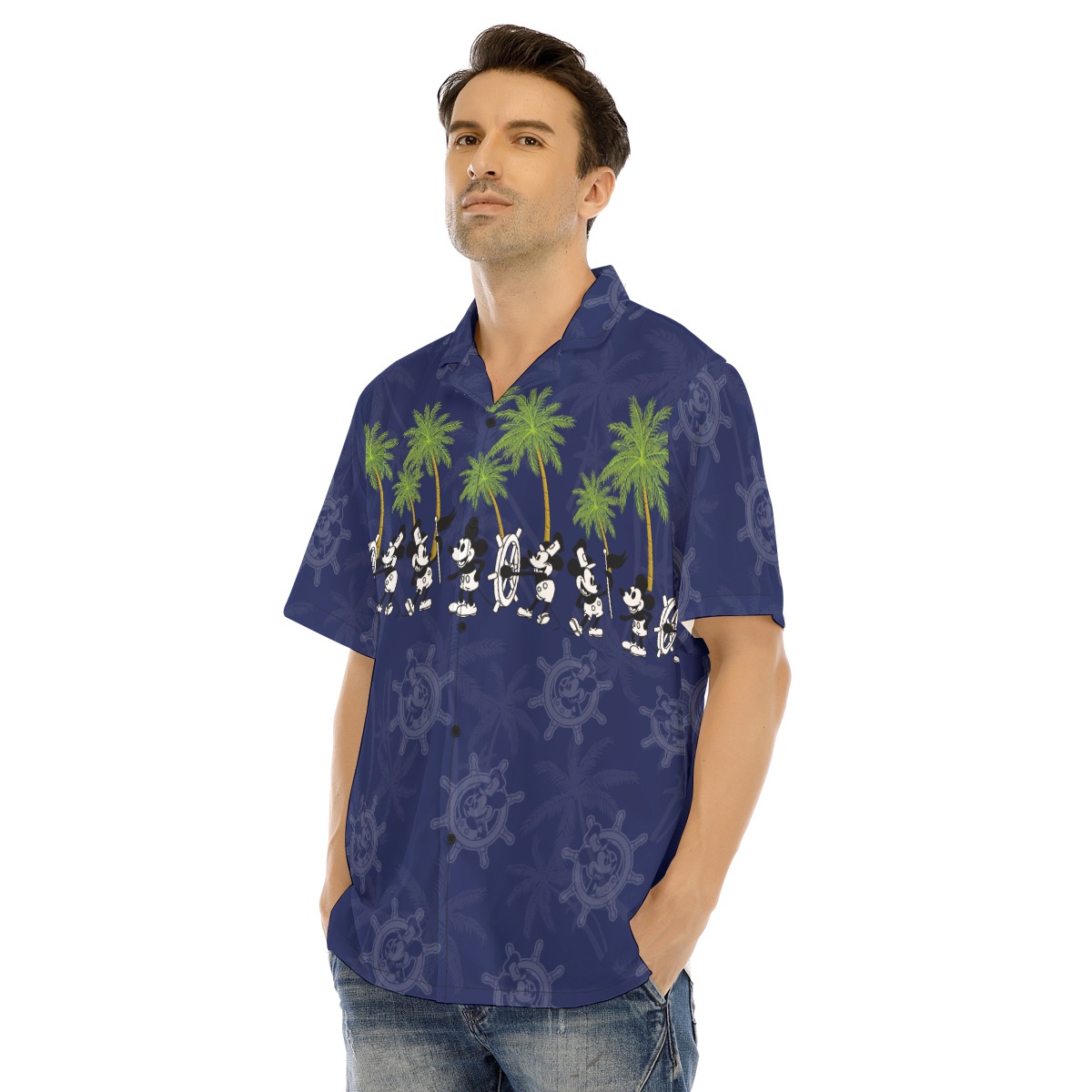 Vintage Mickey Steamboat Willie Men's Aloha Shirt