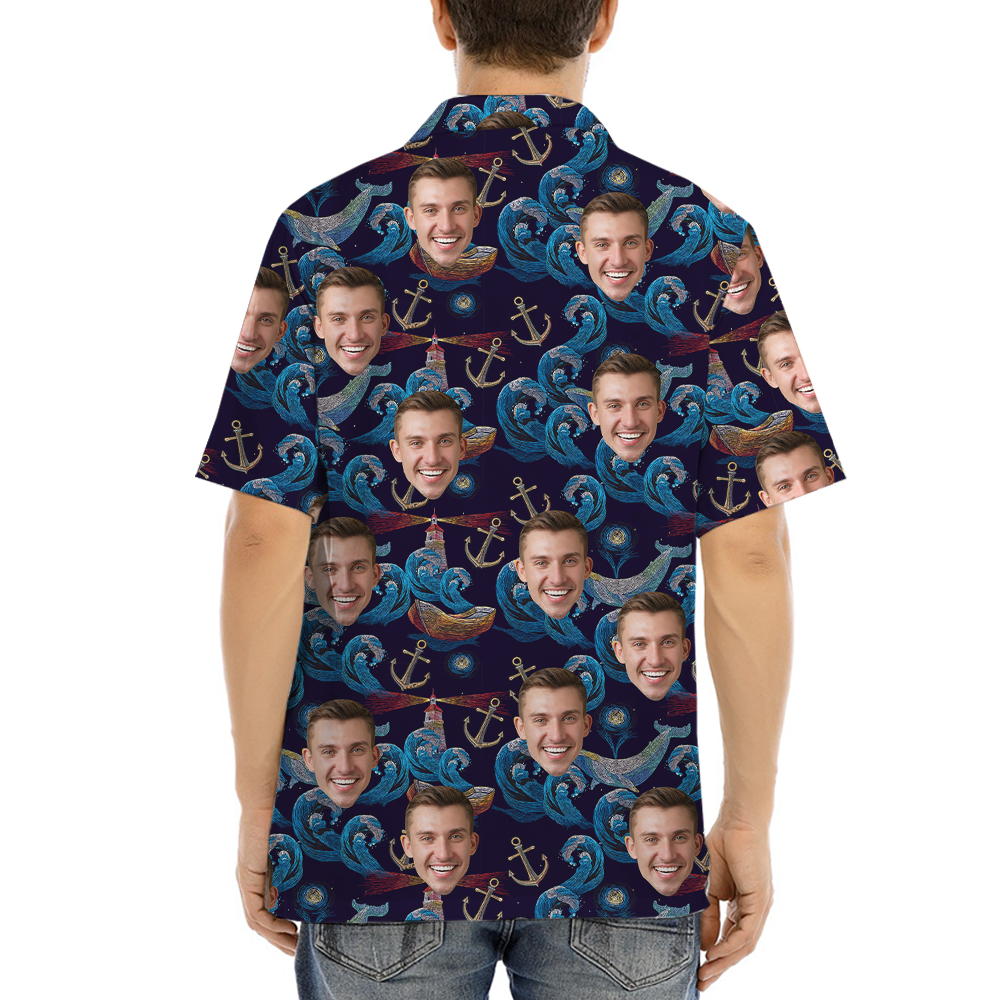 Vintage Whale Hawaiian Shirt With Custom Face