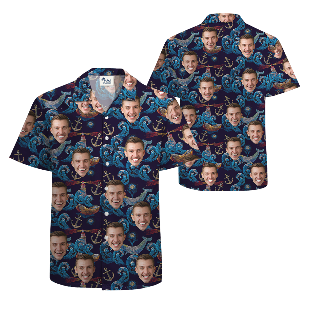 Vintage Whale Hawaiian Shirt With Custom Face
