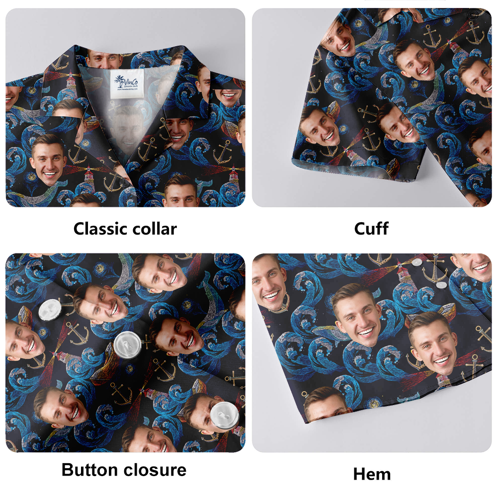Vintage Whale Hawaiian Shirt With Custom Face