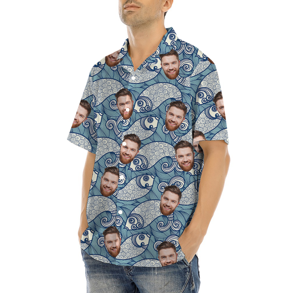 Vintage Fish Hawaiian Shirt With Custom Face