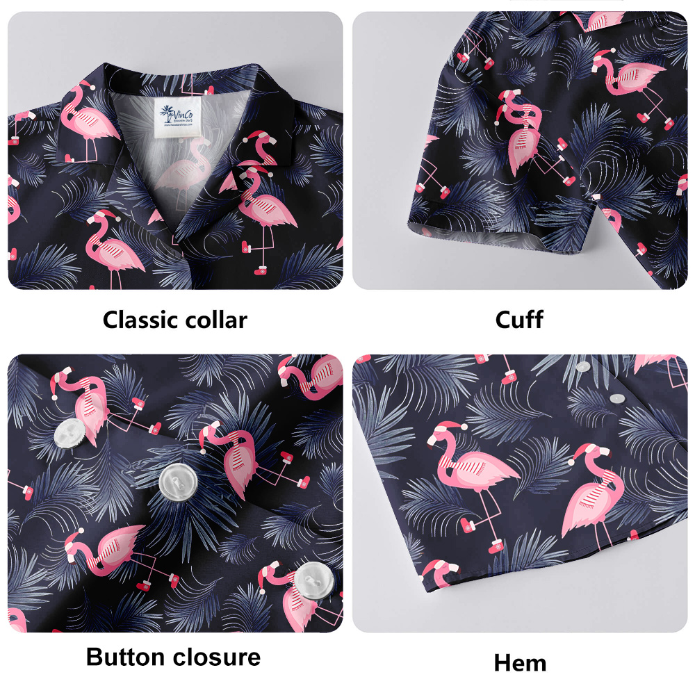 Xmas Flamingo Hawaiian Shirt Dark Theme