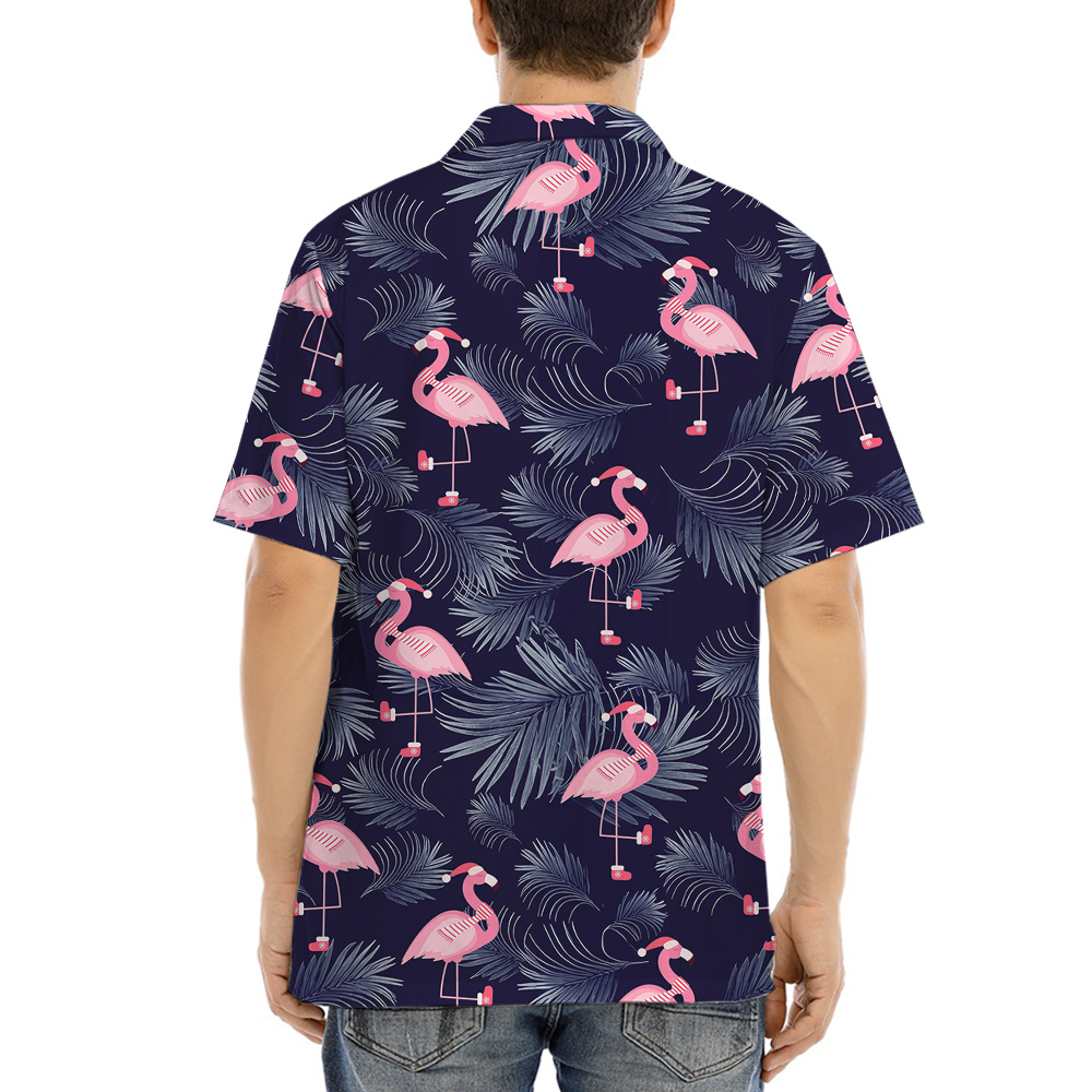Xmas Flamingo Hawaiian Shirt Dark Theme