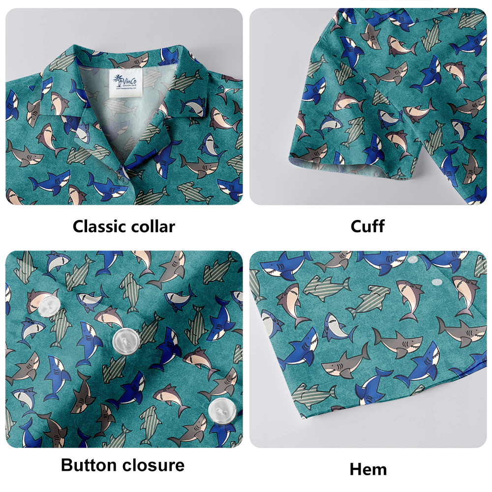 Cute Shark Blue Hawaiian Shirt