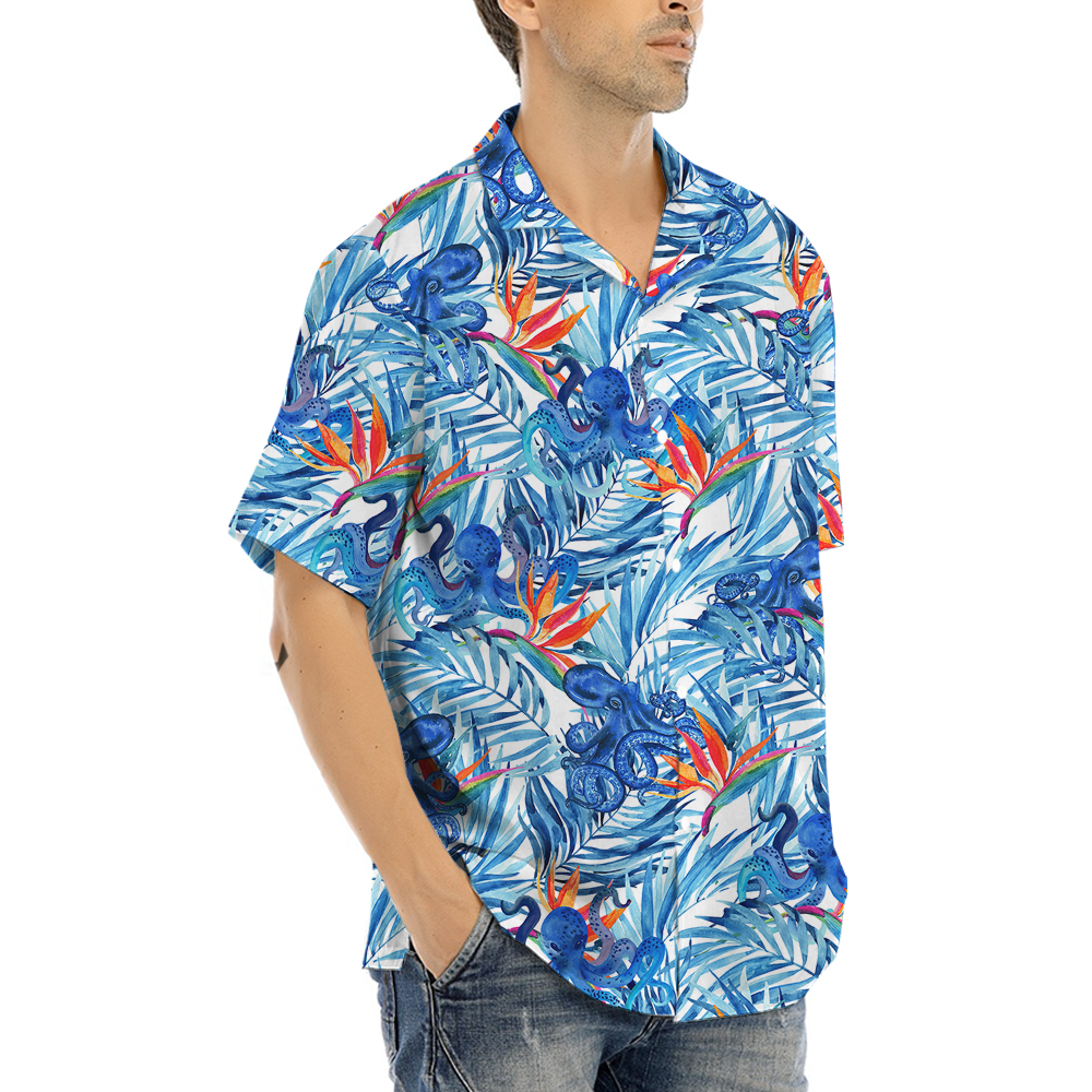 Octopus Tropical Blue Aloha Shirt