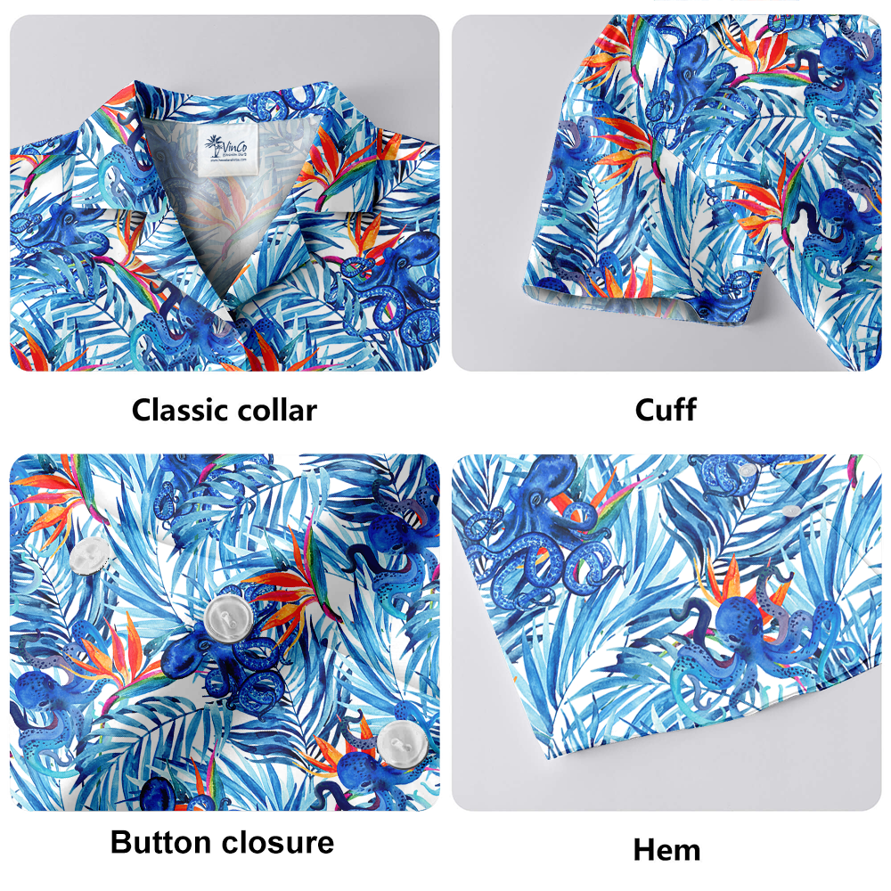 Octopus Tropical Blue Aloha Shirt