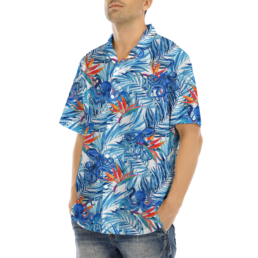 Octopus Tropical Blue Aloha Shirt