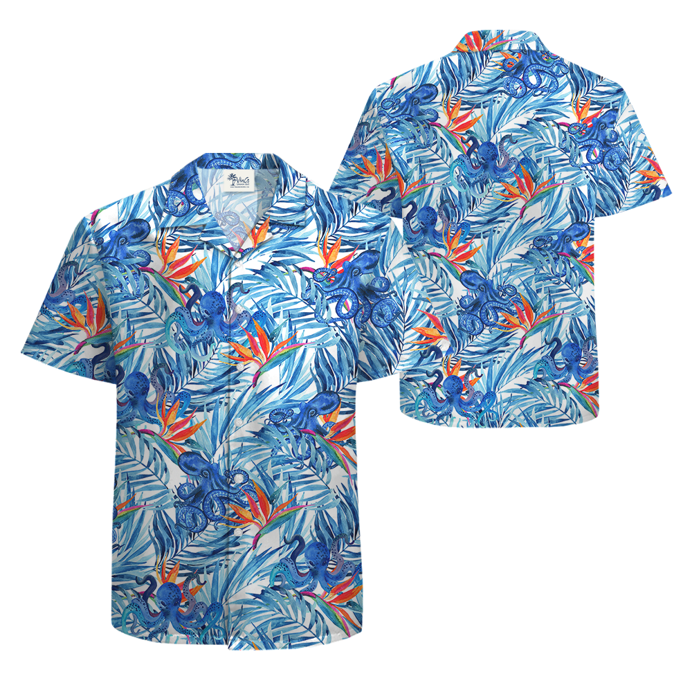 Octopus Tropical Blue Aloha Shirt