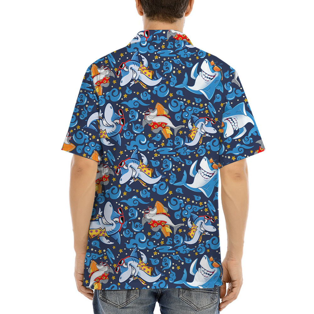 Summer Vibe Shark Blue Hawaiian Shirt