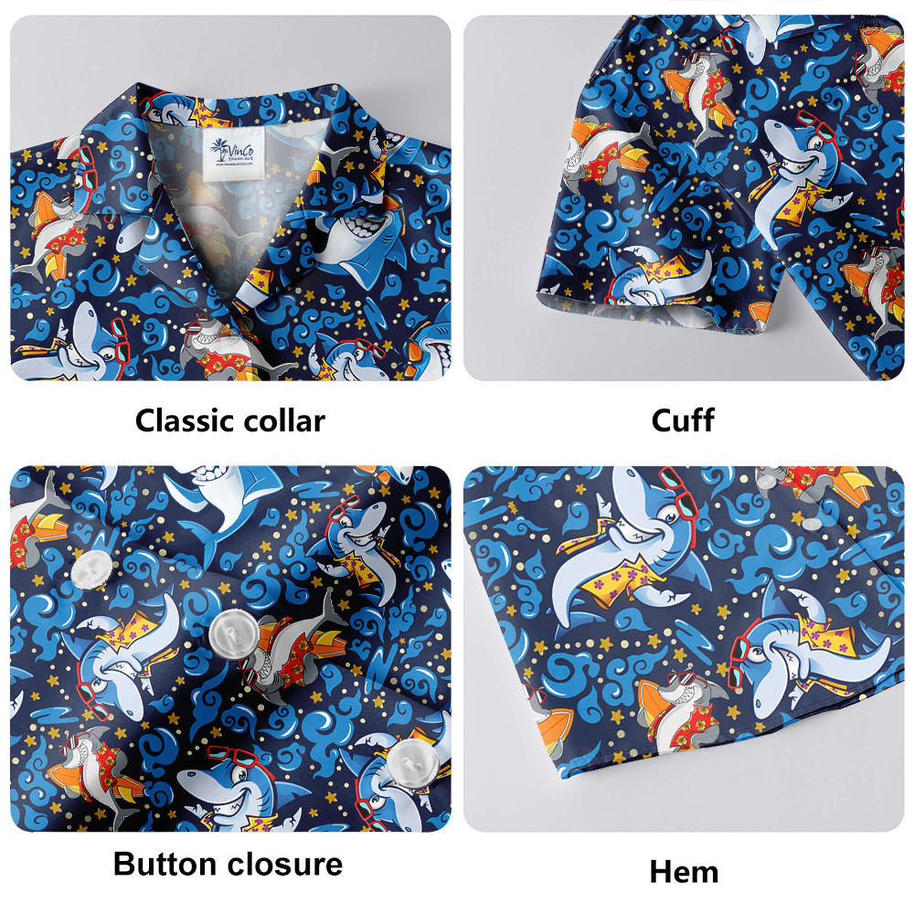 Summer Vibe Shark Blue Hawaiian Shirt