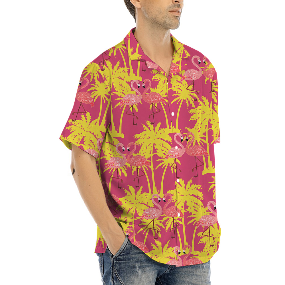 Couple Flamingo Hawaiian Button Up Shirt