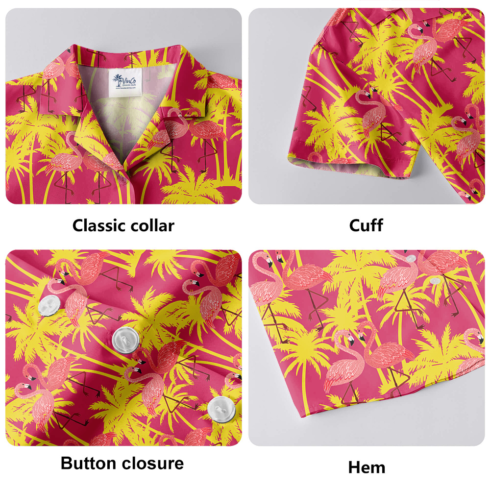 Couple Flamingo Hawaiian Button Up Shirt