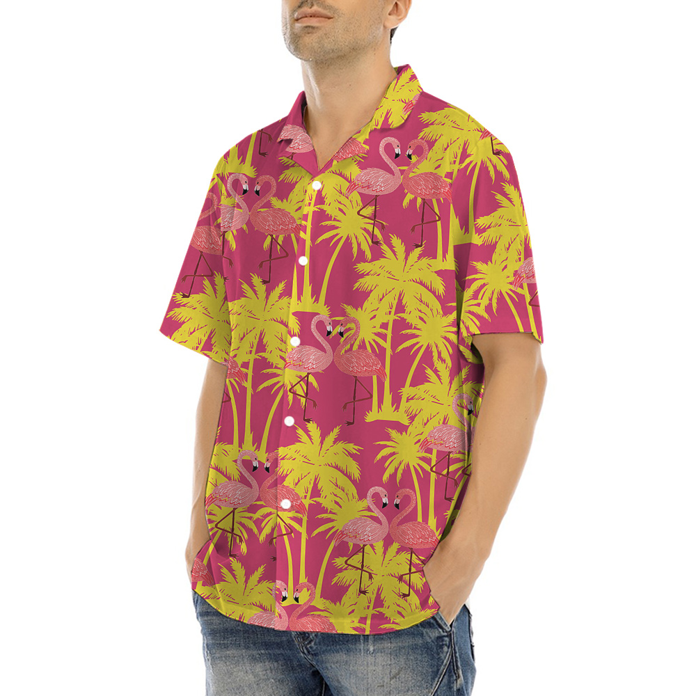 Couple Flamingo Hawaiian Button Up Shirt