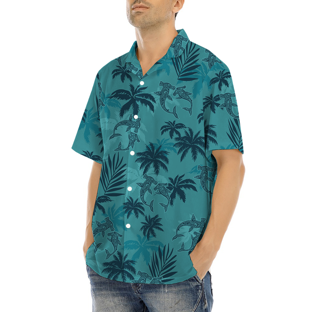Vintage Hammerhead Shark Tropical Hawaiian Shirt