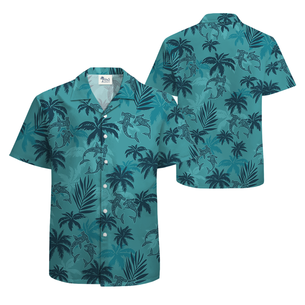 Vintage Hammerhead Shark Tropical Hawaiian Shirt