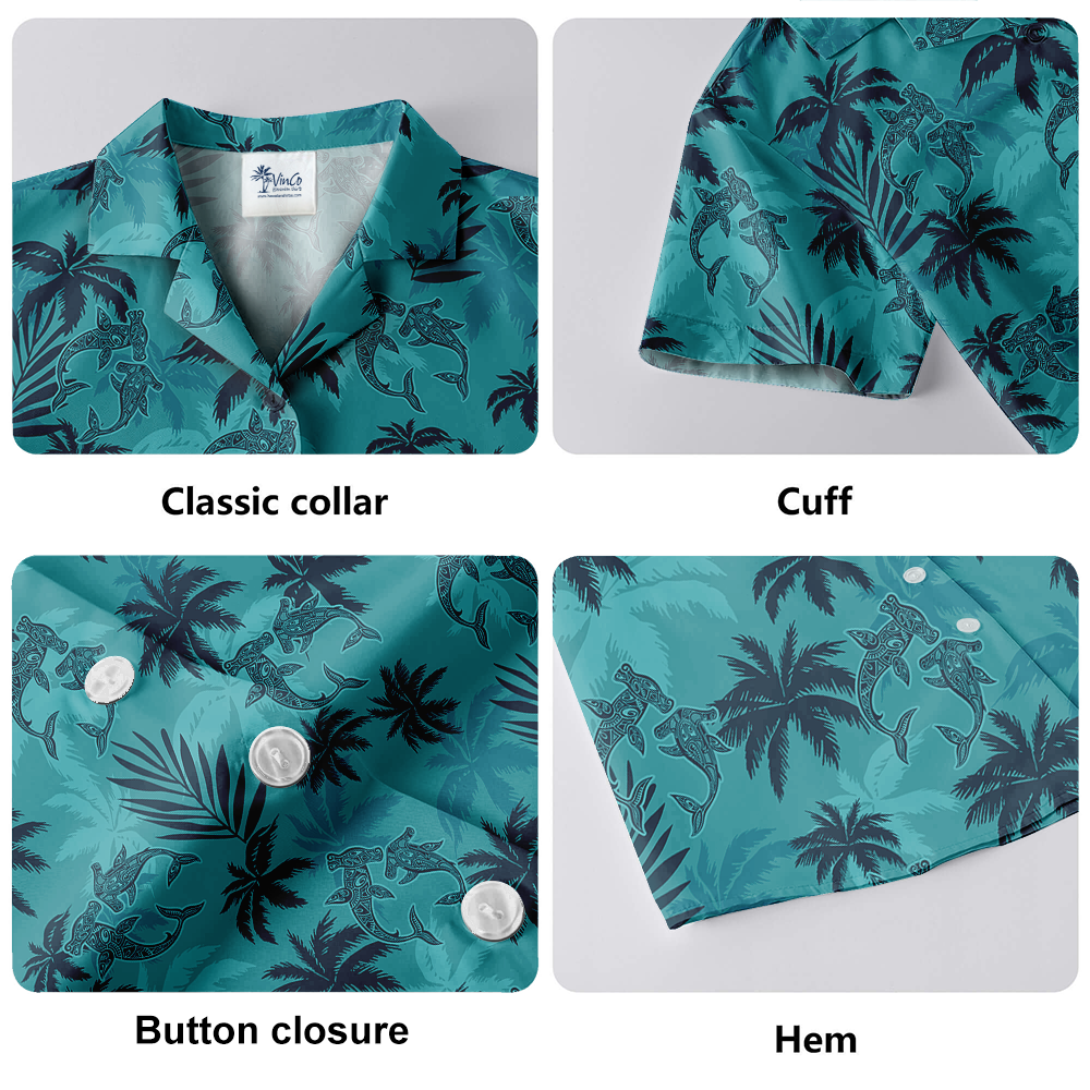 Vintage Hammerhead Shark Tropical Hawaiian Shirt
